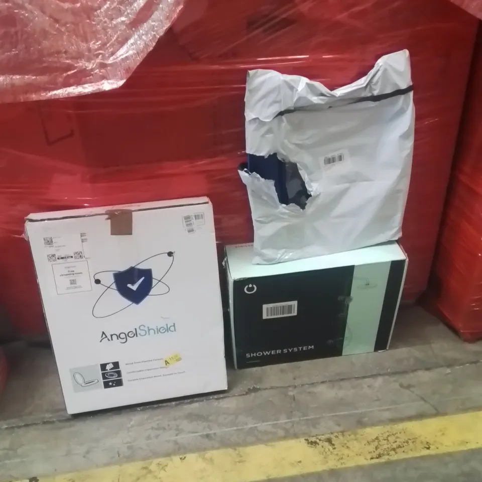 PALLET OF ASSORTED HOUSEHOLD GOODS AND PRODUCTS TO INCLUDE;SHOWER SYSTEM,TOILET SEAT,SERVING TRAY