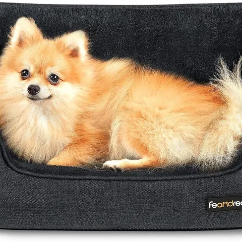 BOXED FEANDREA DOG BED, LINEN-LOOK PET BED
