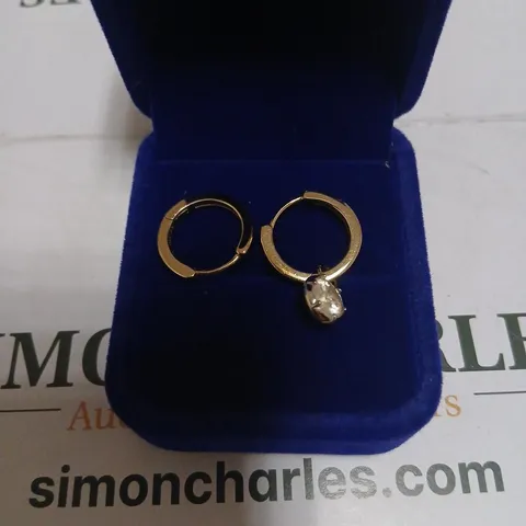 DIAMONIQUE 2CT TW GEORGIAN CUT DOWN SOLITAIRE HOOP EARRINGS STERLING SILVER 