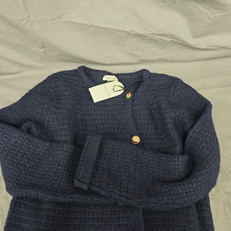 MONSOON SKYE WAFFLE KNIT CARDIGAN - S