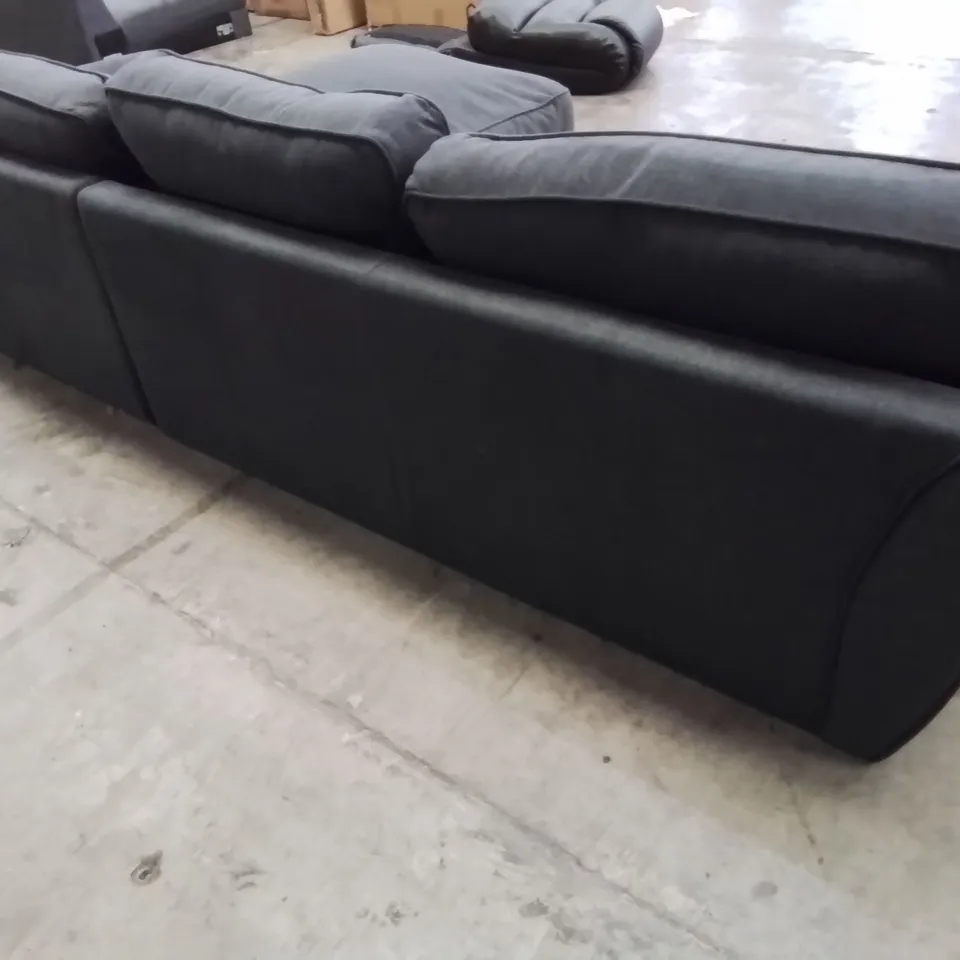 DESIGNER CHAISE SOFA CHARCOAL FABRIC 