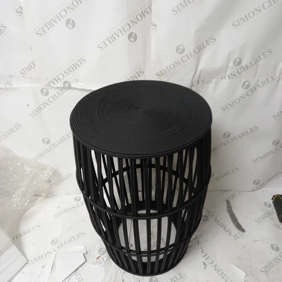 BOXED BLACK BAMBOO SIDE TABLE
