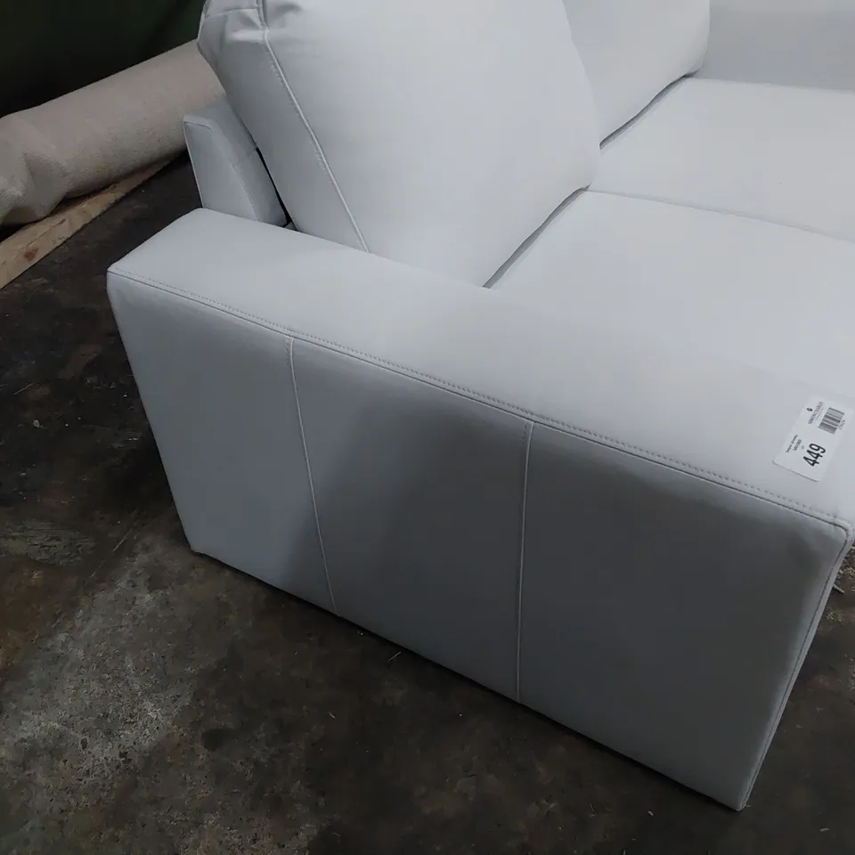 DESIGNER TWO SEATER SOFA WHITE LEATHER 
