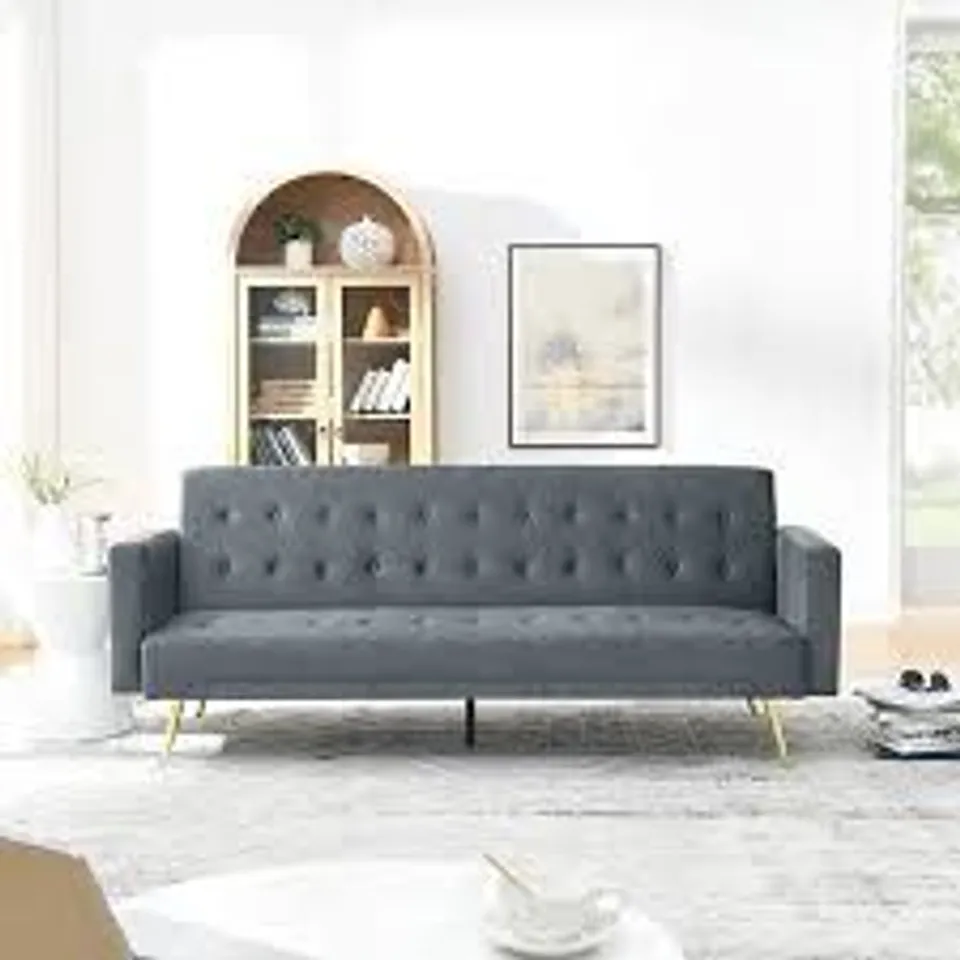 BOXED INDOOR LIVING OLIVIA SLATE GREY 3 SEATER SOFA BED - CLIC CLAC