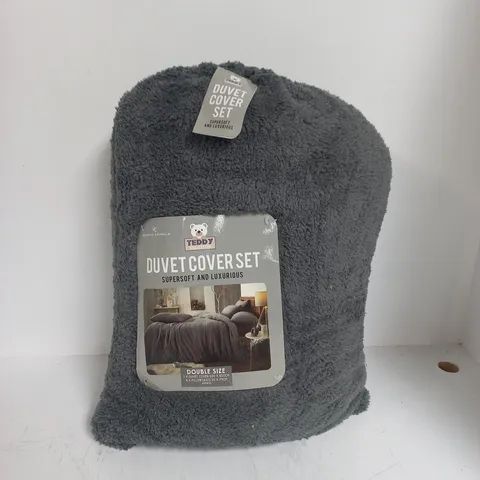 TEDDY COLLECTION DUVET COVER SET IN GREY - DOUBLE