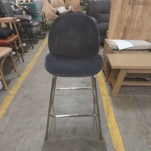 DESIGNER VELVET BAR CHAIR WITH METAL BASE