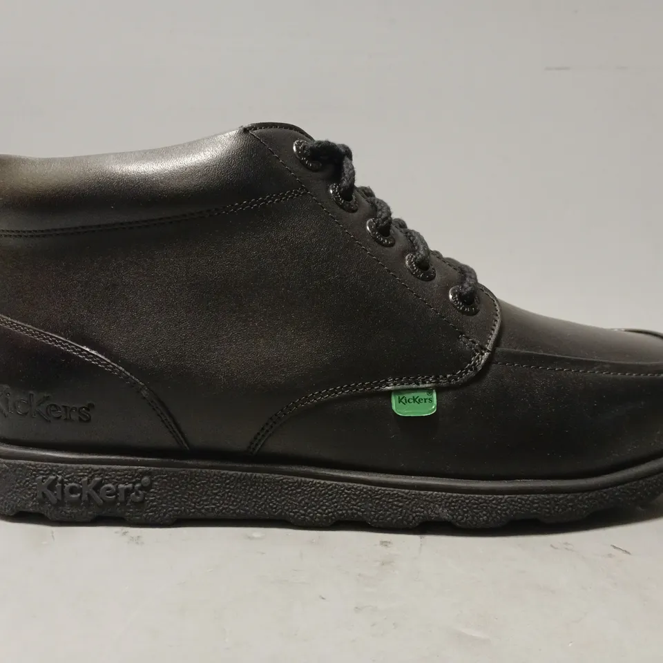 BOXED PAIR OF KICKERS FRAGMA LEATHER SHOES IN BLACK EU SIZE 43