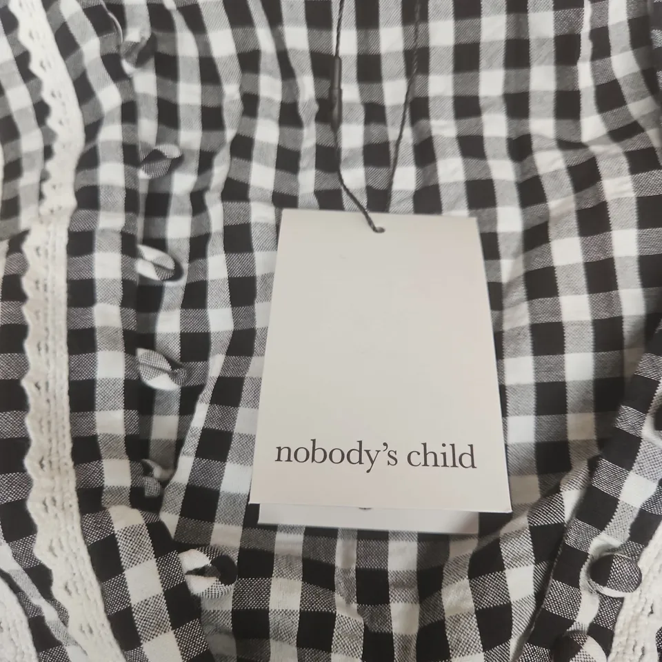 NOBODY'S CHILD BLACK & WHITE GINGHAM DRESS, UK 8 