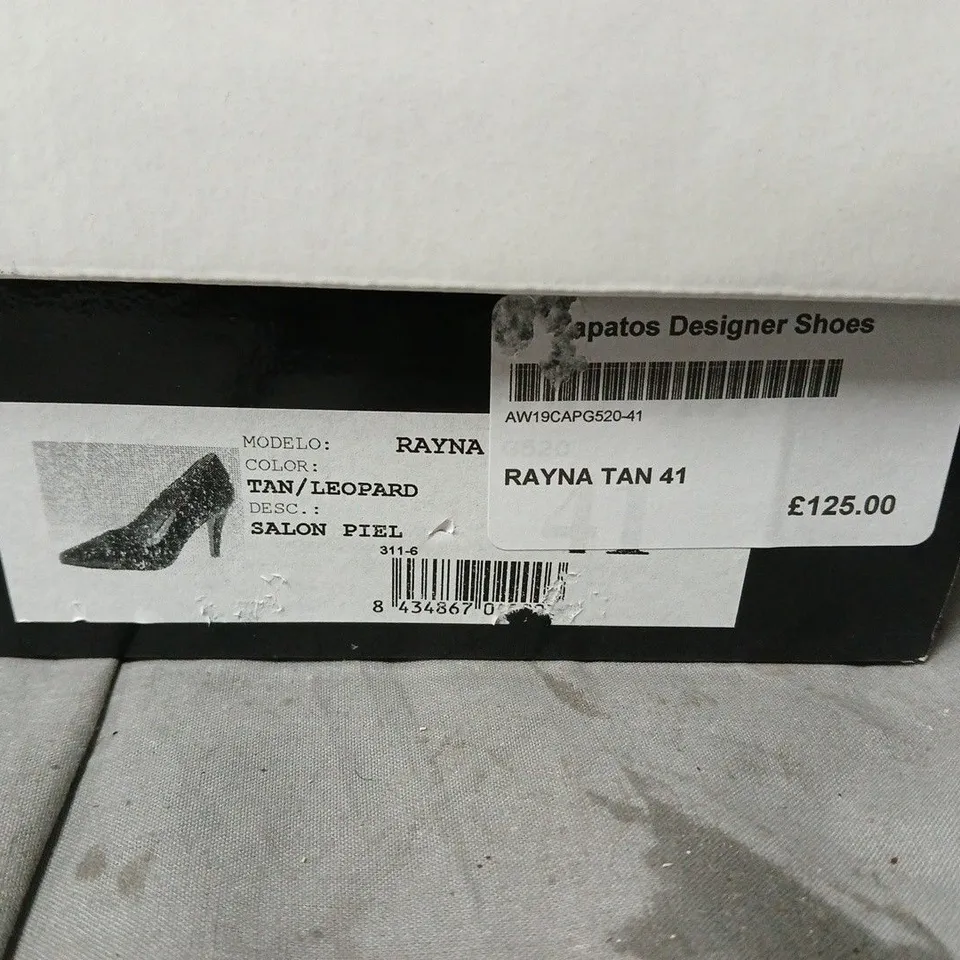 CAPOLLINI UK 7.5 LEOPARD PRINT LEATHER PUMPS – RAYNA TAN, EU 41