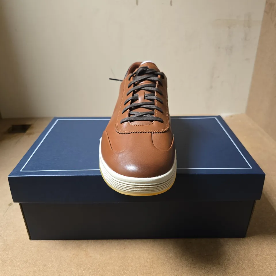 COLE HAAN TURF SKYWEAVE SHOES – BROWN LEATHER, UK 12