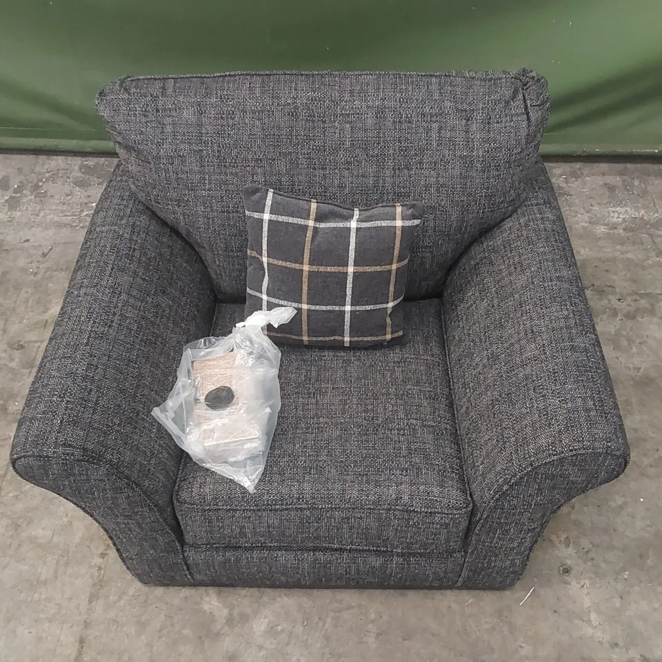 QUALITY DESIGNER ALSOP FABRIC UPHOLSTERED CHAIR - DARK GREY