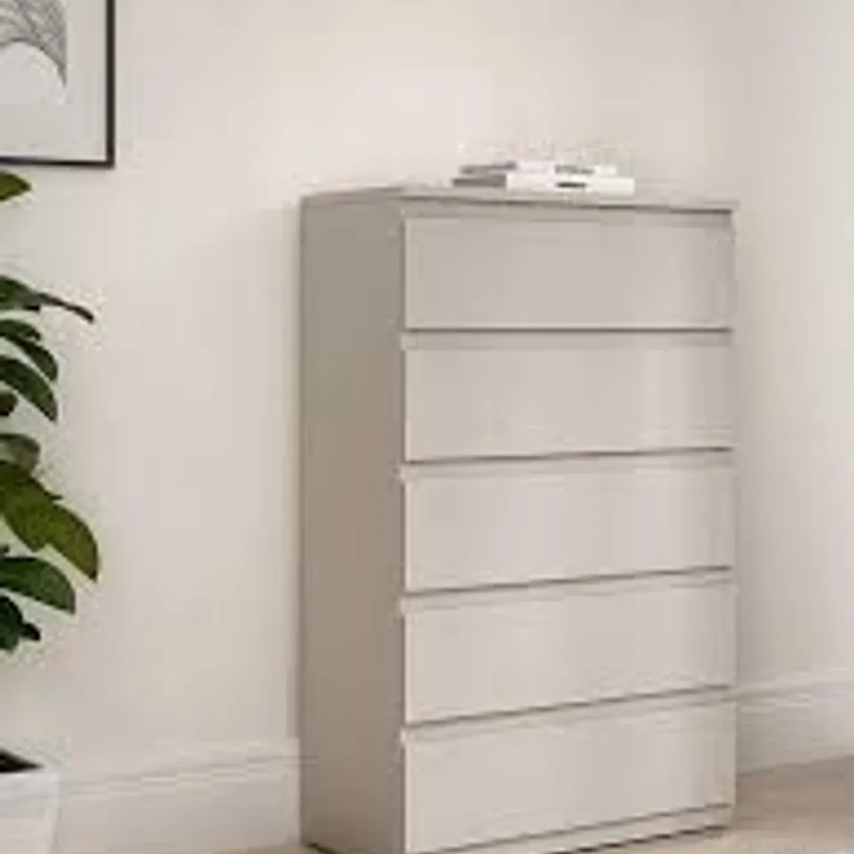 BOXED LISSON 5 DRAWER CHEST - OATMEAL (2 BOXES)