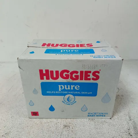 HUGGIES PURE BABY WIPES – 576 WIPES TOTAL (12 X 48)