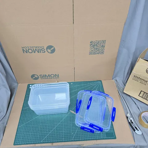 SISTEMA CLEAR PLASTIC STORAGE CONTAINERS WITH BLUE CLIP LIDS – SET OF 3