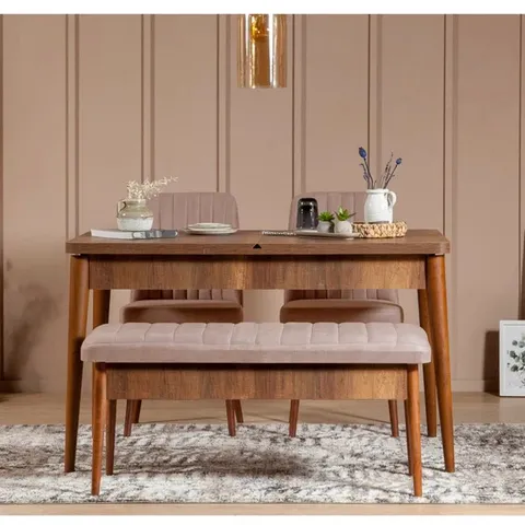 BOXED WAVE 4 PERSON DINING SET // MISSING 2 SETS OF CHAIR LEGS (4 ITEMS)