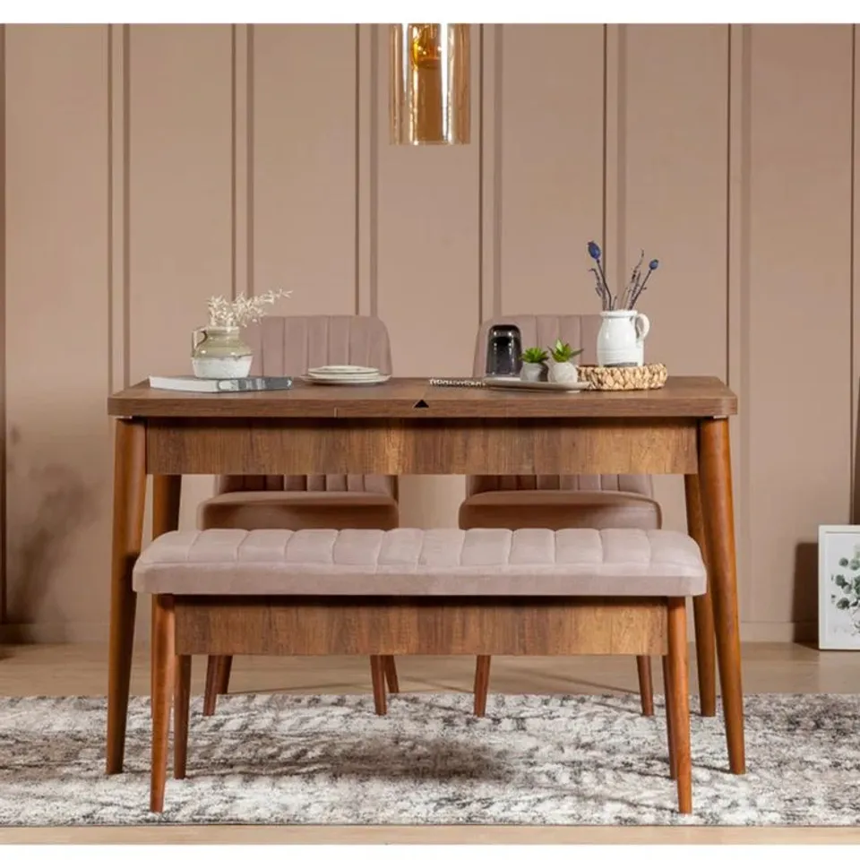 BOXED WAVE 4 PERSON DINING SET // MISSING 2 SETS OF CHAIR LEGS (4 ITEMS)