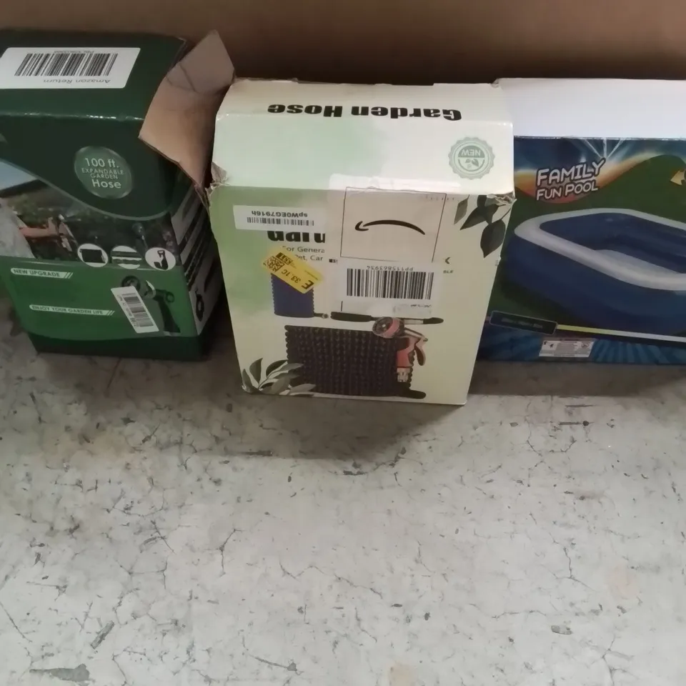 PALLET TO CONTAIN A LARGE QUANTITY OF GARDEN HOSES AND BITS OF SWIMMING RELATED PRODUCTS