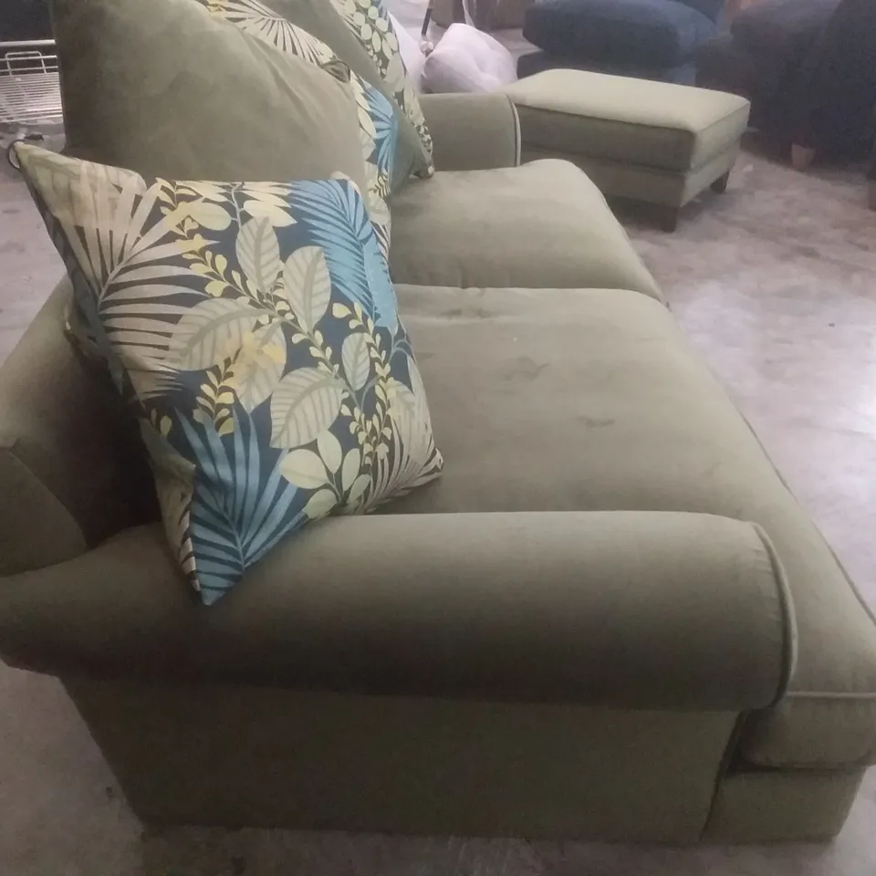 DESIGNER LOUNGE CO LOW WOODLAND MOSS FABRIC 2.5 SEATER SOFA 