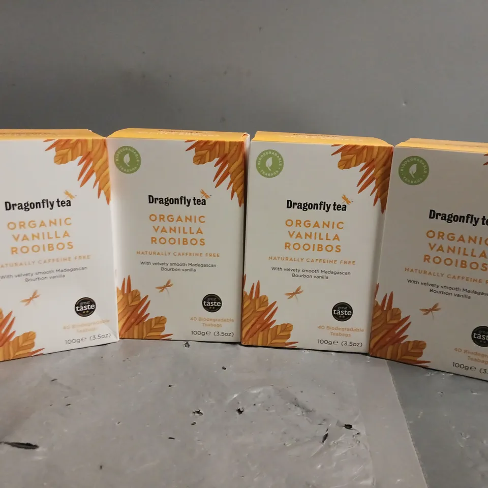 4 BOXED DRAGONFLY TEA ORGANIC VANILLA ROOIBOS (40x4) (100g)