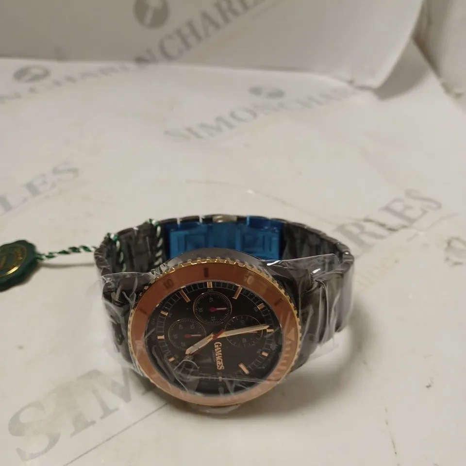 BOXED GAMAGES LONDON CONQUEROR BLACK DIAL CHAIN LINK BRACELET WATCH 