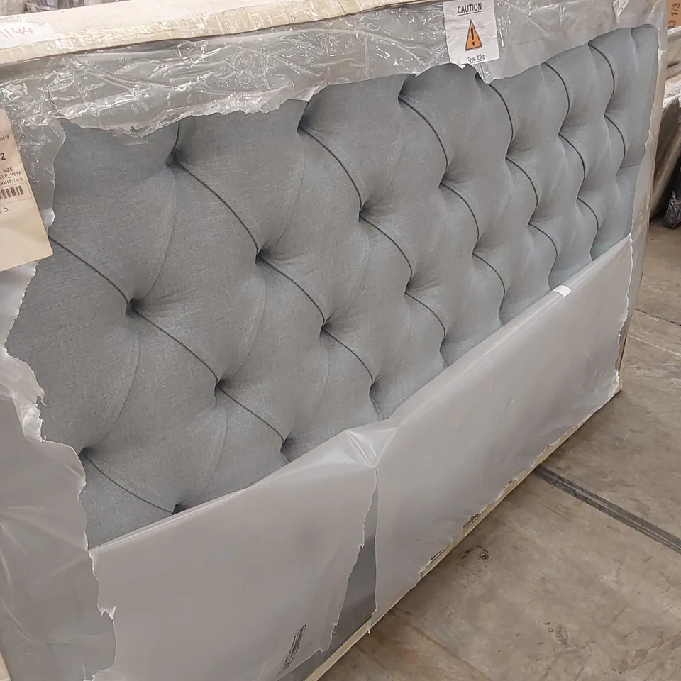 BAGGED DESIGNER 180cm SUPERKING SIZE THE NESTON FABRIC UPHOLSTERED HEADBOARD - ANGELIC BLUE