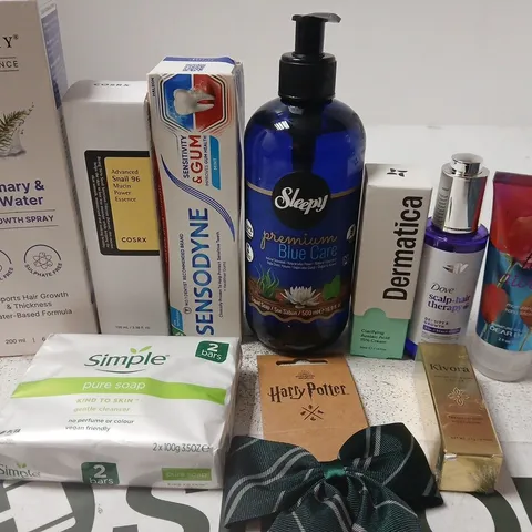 APPROX 12 ASSORTED BEAUTY PRODUCTS TO INCLUDE BARE ATONAMY HAIR GROWTH SPRAY, CORSX, DERMATICA AZELAIC ACID, ETC 