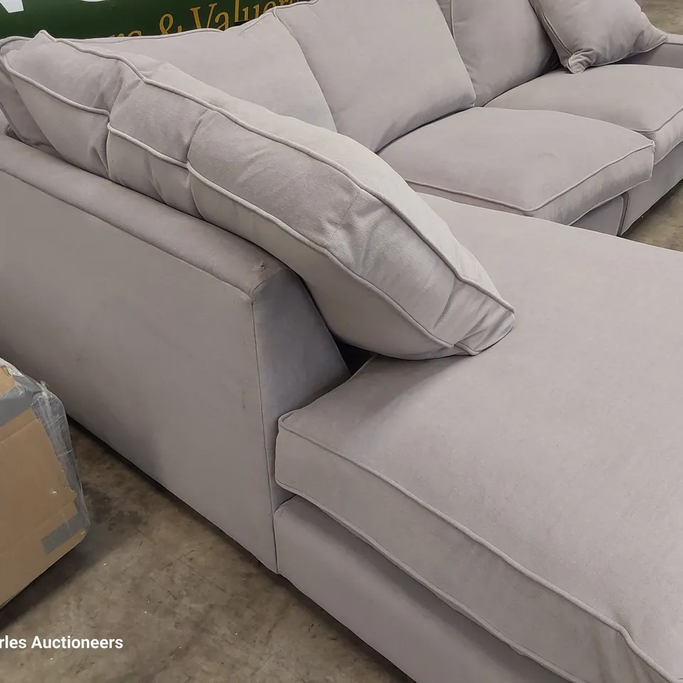 QUALITY BRITISH DESIGNER LARGE CHAISE SOFA GREY FABRIC