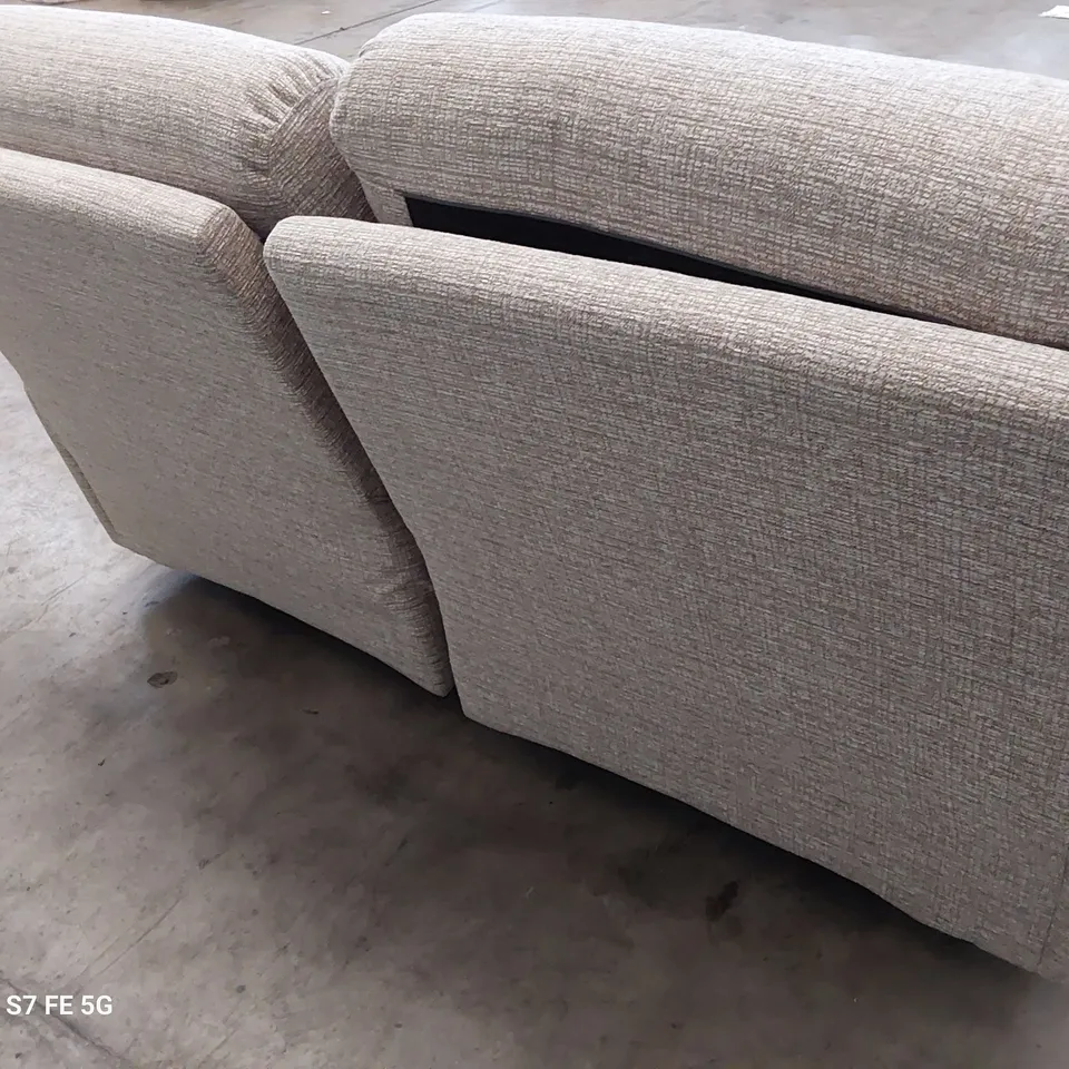 QUALITY BRITISH DESIGNER G PLAN STRATFORD MANUAL RECLINING TWO SEATER SOFA LOOM SHALE FABRIC 