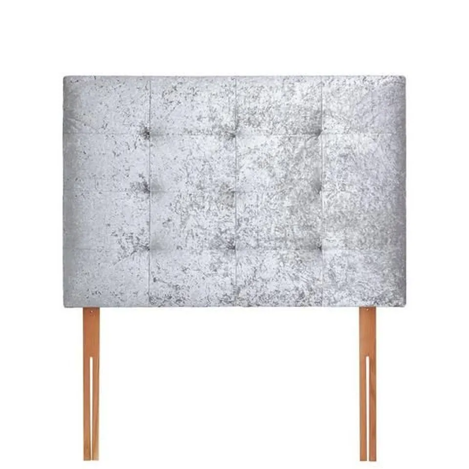 BOXED GRADE 1 NEW REIGN CRUSHED VELVET DOUBLE HEADBOARD SILVER RRP £89