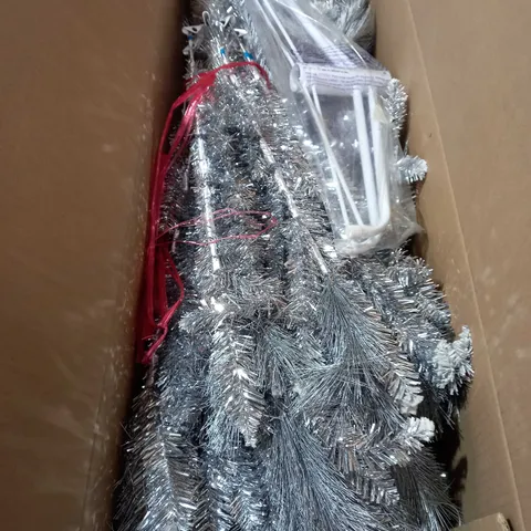 BOXED 8FT SILVER GREY SPARKLE CHRISTMAS TREE WITH FROSTED TIPS
