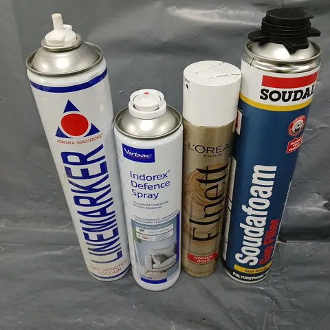 APPROXIMATELY 6 ASSORTED AEROSOL ITEMS TO INCLUDE LINE MARKER, SOUNDFOAM, DEFENCE SPRAY ETC - COLLECTION ONLY