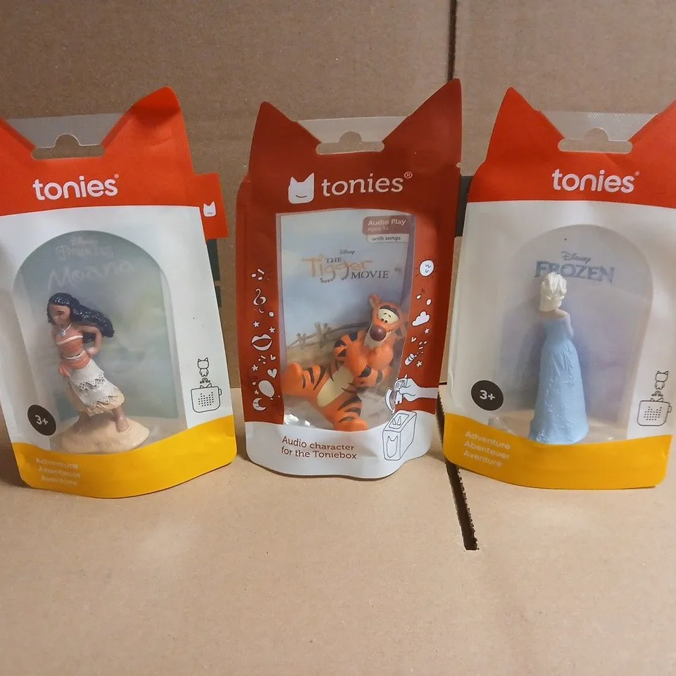 3 X TONIES ITEMS: FROZEN, THE TIGGER MOVIE, MOANA