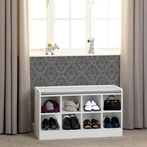BOXED PORTLAND SHOE BENCH - WHITE/STEEL FABRIC (1 BOX)