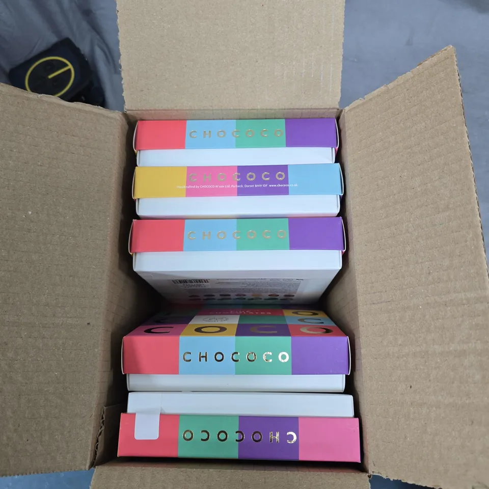 CHOCOCO CHOCOLATES – 6 X 16 HANDCRAFTED CHOCOLATES IN COLOURFUL GIFT BOXES