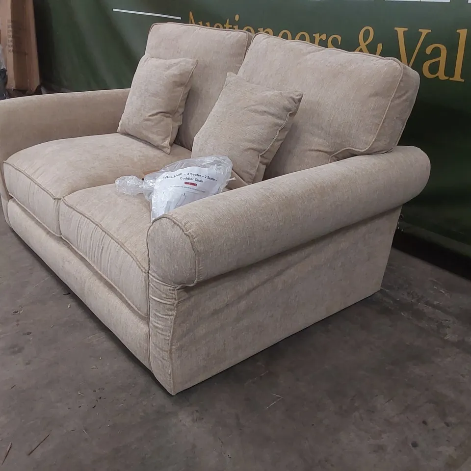 QUALITY DESIGNER WILLIAM FABRIC UPHOLSTERED 2 SEATER SOFA