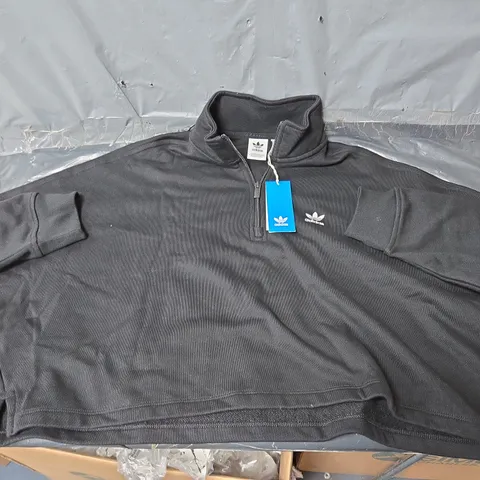 ADIDAS MEDIUM BLACK CROPPED QUARTER ZIP