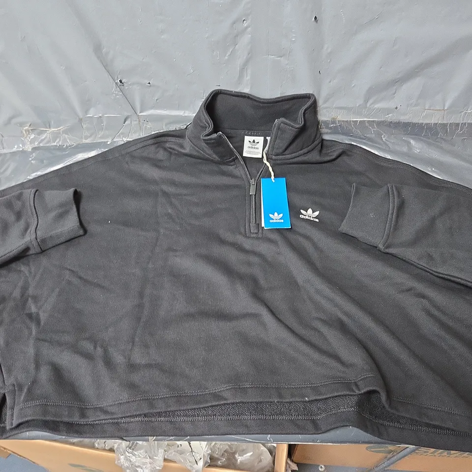 ADIDAS MEDIUM BLACK CROPPED QUARTER ZIP 