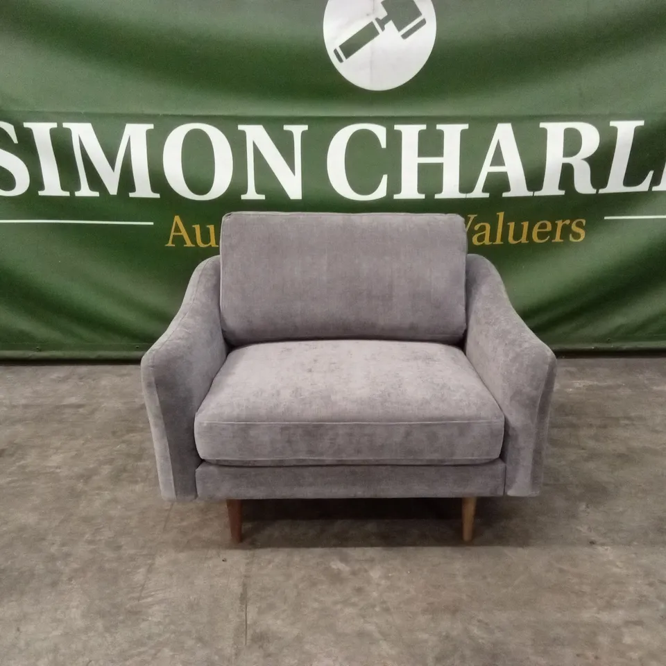 BRAND NEW BOXED SNUG REBEL GREY FABRIC SNUGGLER CHAIR (4 BOXES)