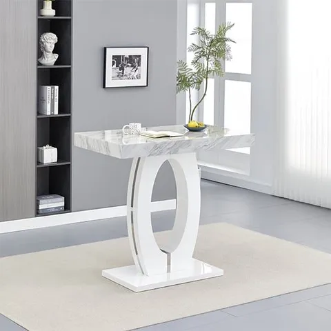 BOXED HALO BAR TABLE IN MAGNESIA HIGH GLOSS TOP AND WHITE BASE (2 BOXES)