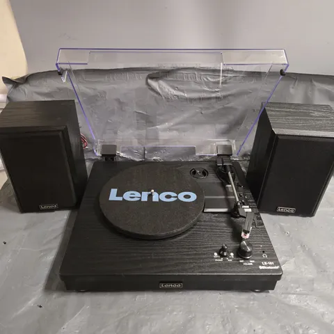 LENCO LS-300BK TURNTABLE WITH MMC CARTRIDGE, BLUETOOTH AND WOODEN SPEAKERS