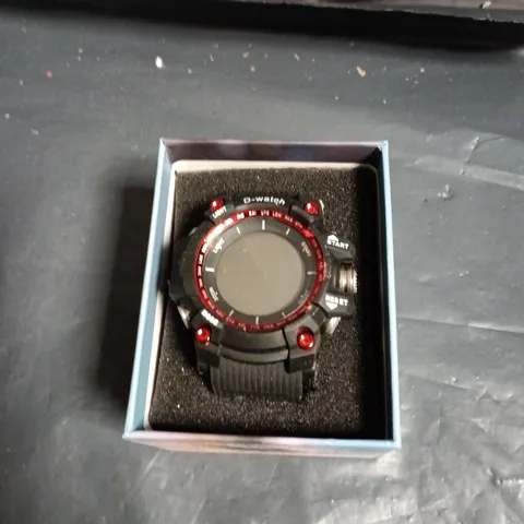 DIGITAL SPORT WATCH – BLACK WITH RED BEZEL, BOXED 