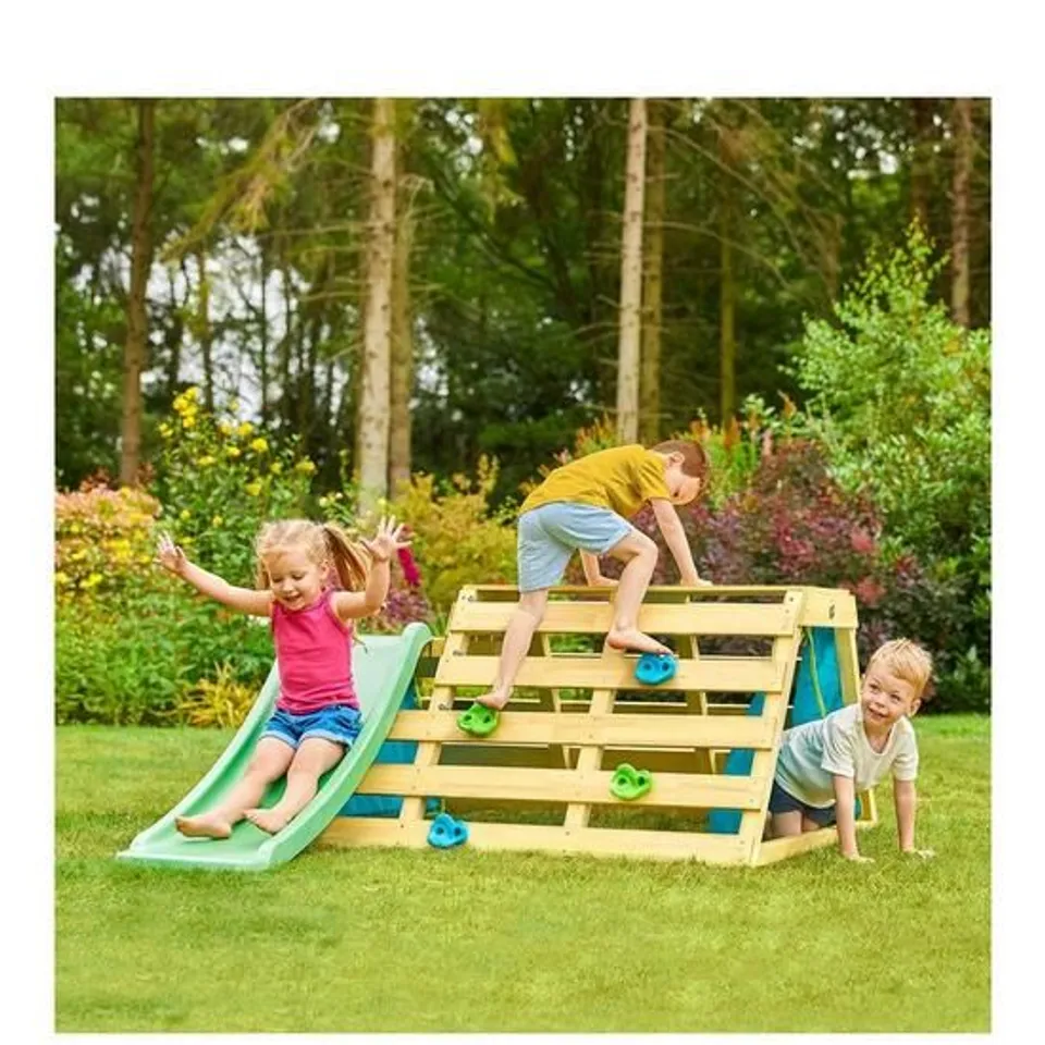 BOXED OUTDOOR WOODEN CLIMB & SLIDE  RRP £249.99