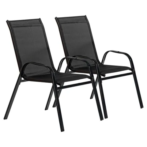 BOXED HARBOUR HOUSEWARES TEXTELINE CANVAS GARDEN CHAIRS, 2-PACK - BLACK (1 BOX)