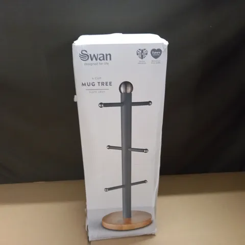 BOXED SWAN 6-CUP SLATE GREY MUG TREE