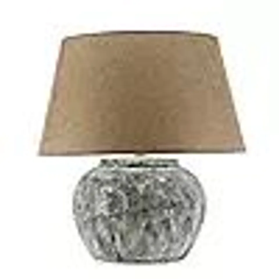 OTTERS BROOK WEATHERED CERAMIC LAMP WITH BEIGE LAMP SHADE