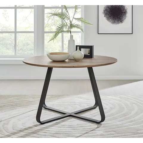 BOXED CHOWCHILLA LUXURY ROUND DINING TABLE - MODERN INDUSTRIAL STYLE (1 BOX)