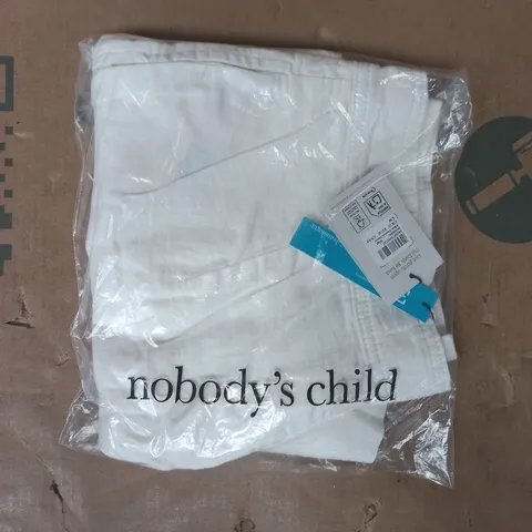 BAGGED NOBODY'S CHILD ALBIE DENIM SHORTS IN WHITE SIZE UK 12