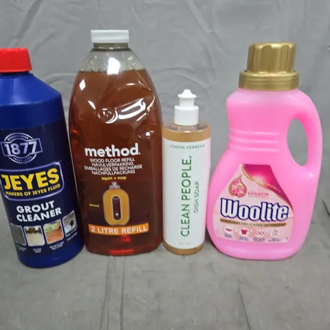APPROX 5 ASSORTED HOUSEHOLD LIQUIDS TO INCLUDE METHOD, GROUT CLEANER AND WOOLITE 