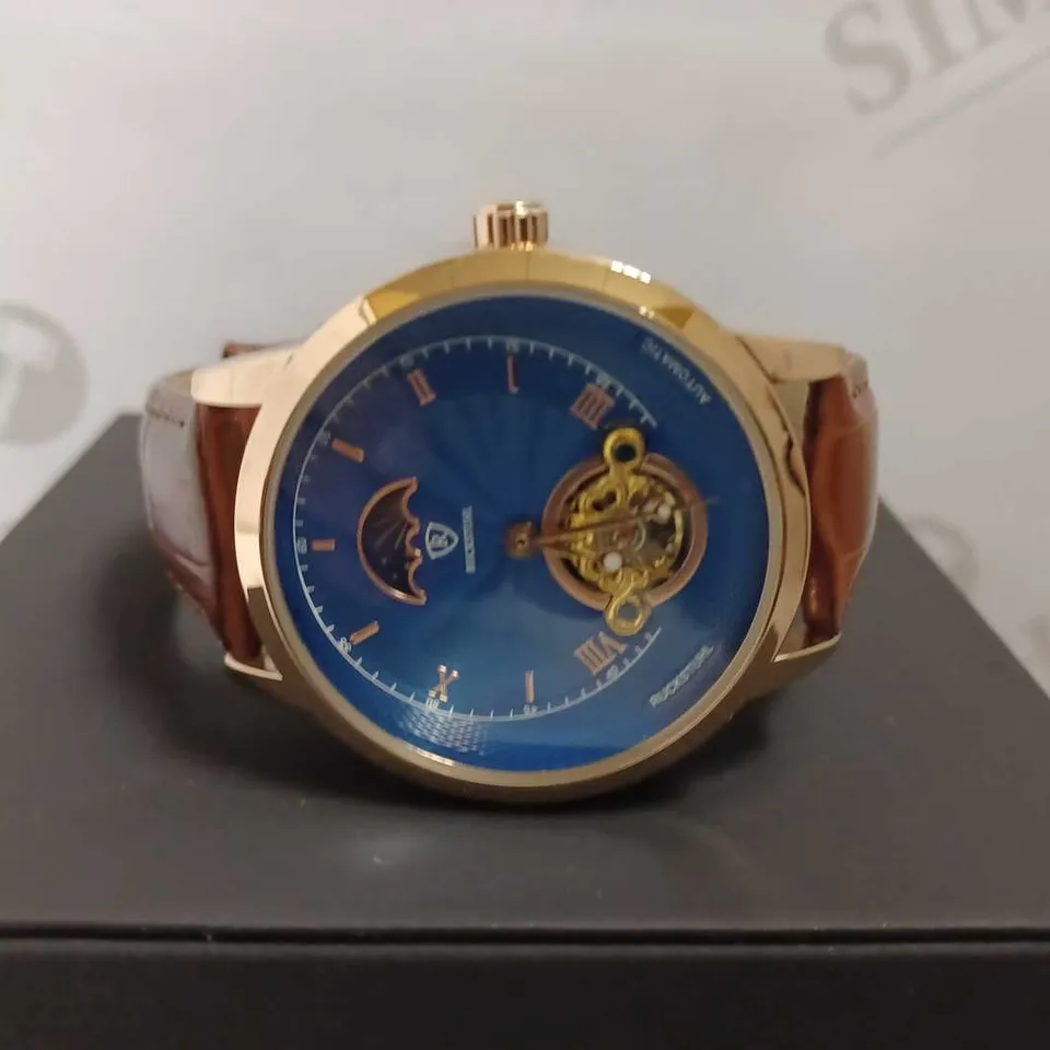 MENS RUCKSTUHL AUTOMATIC DIAL – R100 -TOURBILLION DESIGN DIAL – GLASS EXHIBITION BACK – LEATHER STRAP