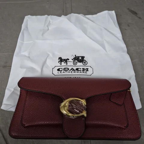 COACH LEATHERWARE BURGUNDY LEATHER HANDBAG WITH GOLD-TONE BUCKLE